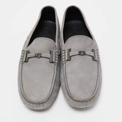 Tod's Grey Nubuck Leather Slip On Loafers Size 43