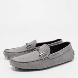 Tod's Grey Nubuck Leather Slip On Loafers Size 43