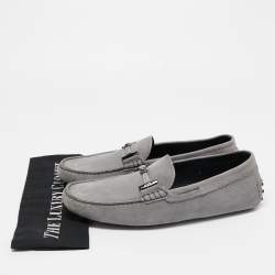 Tod's Grey Nubuck Leather Slip On Loafers Size 43