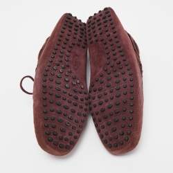 مملوكة مسبقًا Tod's Burgundy Suede Bow Slip On Loafers Size 44