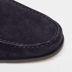Tod's Navy Blue Suede Bit Slip On Loafers Size 44.5