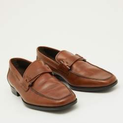 Pre Owned Tod's Brown Leather Slip On Loafers Size 39