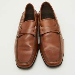 Pre Owned Tod's Brown Leather Slip On Loafers Size 39
