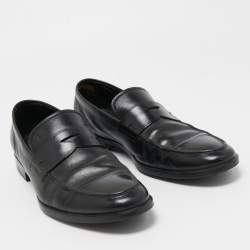 Pre Owned Tod's Black Leather Penny Loafers Size 42