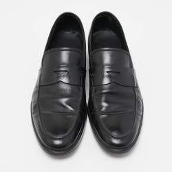 Pre Owned Tod's Black Leather Penny Loafers Size 42