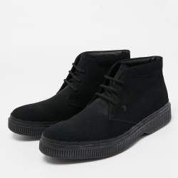 Pre Owned Tod's Black Suede  Lace Up Sneakers Size 43