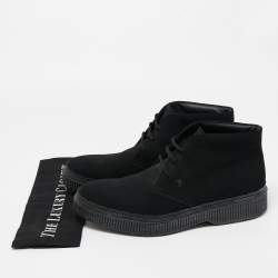 Pre Owned Tod's Black Suede  Lace Up Sneakers Size 43
