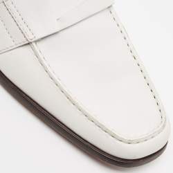 Tod's White Leather Slip On Loafers Size 42.5