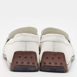 Tod's White Leather Slip On Loafers Size 42.5