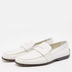 Tod's White Leather Slip On Loafers Size 42.5