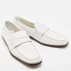 Tod's White Leather Slip On Loafers Size 42.5