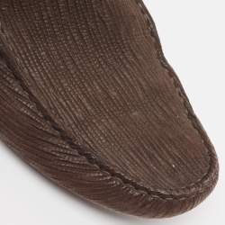 Tod's Dark Brown Textured Leather Gommino Loafers Size 42.5