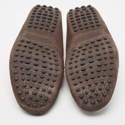 Tod's Dark Brown Textured Leather Gommino Loafers Size 42.5