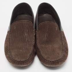 Tod's Dark Brown Textured Leather Gommino Loafers Size 42.5