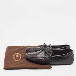 Pre Owned حذاء لوفرز تودز سليب أون جلد أسود بفيونكة مقاس 39.5