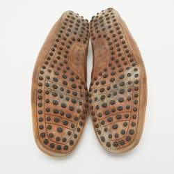 Tod's Brown Leather Bow Slip On Loafers Size 43