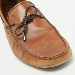 Tod's Brown Leather Bow Slip On Loafers Size 43