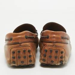 Tod's Brown Leather Bow Slip On Loafers Size 43