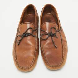 Tod's Brown Leather Bow Slip On Loafers Size 43