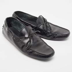 مملوكة مسبقًا Tod's Black Perforated Leather Bow Loafers Size 43