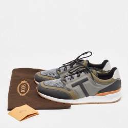 مملوكة مسبقًا Tod's Multicolor Leather and Mesh Chunky Lace Up Sneakers Size 47