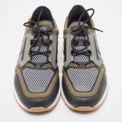 مملوكة مسبقًا Tod's Multicolor Leather and Mesh Chunky Lace Up Sneakers Size 47