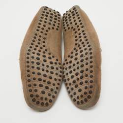 Pre Owned Tod's Light Brown Suede Bow Loafers Size 44.5 