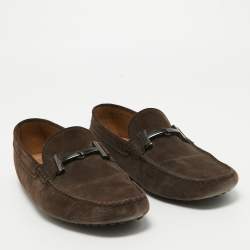 Tod's Brown Suede Double T Loafers Size 44.5