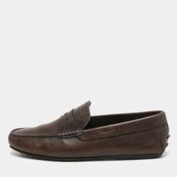 Pre Owned Tod's Brown Leather Penny Loafers Size 42