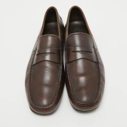 Pre Owned Tod's Brown Leather Penny Loafers Size 42