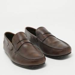 Pre Owned Tod's Brown Leather Penny Loafers Size 42