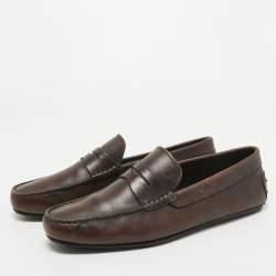 Pre Owned Tod's Brown Leather Penny Loafers Size 42