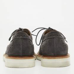 Tod's Grey Brogue Suede Lace Up Derby Size 41.5 