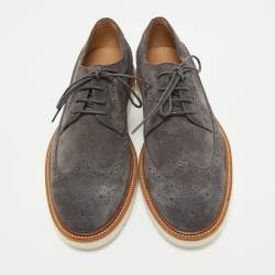 Tod's Grey Brogue Suede Lace Up Derby Size 41.5 