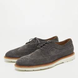 Tod's Grey Brogue Suede Lace Up Derby Size 41.5 