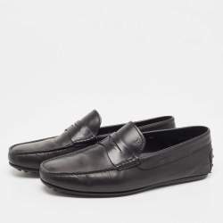 Tod's Black Leather Penny Loafers Size 42