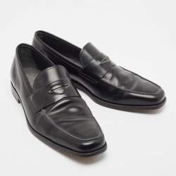 Pre Owned Tod's Black Leather Penny Loafers Size 44.5 