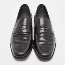 Pre Owned Tod's Black Leather Penny Loafers Size 44.5 