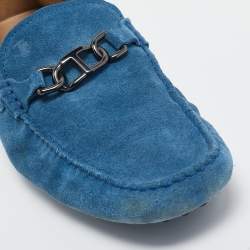 مملوكة مسبقًا Tod's Blue Suede Slip On Loafers Size 45.5 
