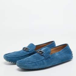 مملوكة مسبقًا Tod's Blue Suede Slip On Loafers Size 45.5 