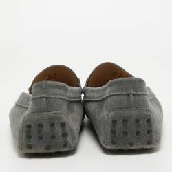 Pre Owned Tods Grey Suede Gommino Double T Driving Loafers Size 43