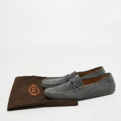 Pre Owned Tods Grey Suede Gommino Double T Driving Loafers Size 43