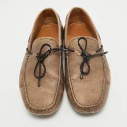 Pre Owned Tod's Two Tone Textured Leather Bow Loafers Size 42.5