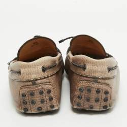 Pre Owned Tod's Two Tone Textured Leather Bow Loafers Size 42.5