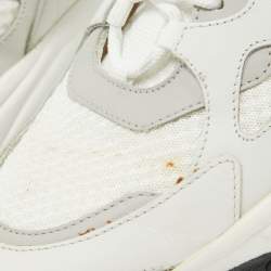 Tod's White/Grey Leather and Mesh Active Sporty Sneakers Size 41