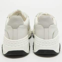 Tod's White/Grey Leather and Mesh Active Sporty Sneakers Size 41