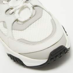 Tod's White/Grey Leather and Mesh Active Sporty Sneakers Size 41