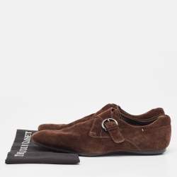 Tod's Brown Suede Monk  Strap Derby Loafers Size 44 