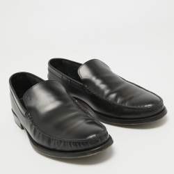 Pre Owned Tod's Black Leather Slip On Loafers Size 44