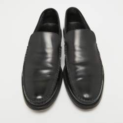 Pre Owned Tod's Black Leather Slip On Loafers Size 44